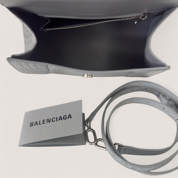 Balenciaga HOURGLASS SMALL CROCODILE EMBOSSED Crossbody Top Handle Shoulder Bag - Picture 13 of 13